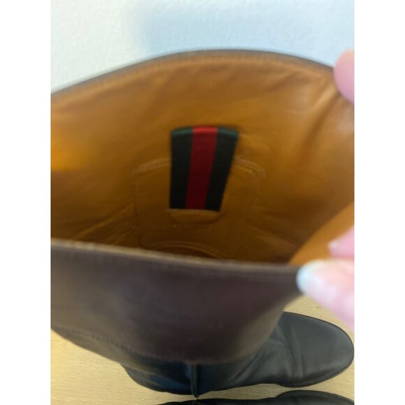 Gucci Women's Black & Brown Leather Riding Boots Size 7.5B - Picture 6 of 9